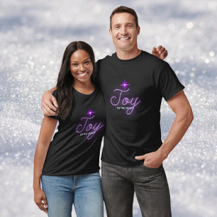 レトロネオンピンクの喜びを世界のクリスマススターに Tシャツ