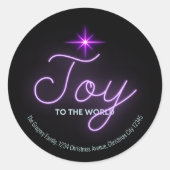 レトロネオンピンクジョイクリスマススターアドレス ラウンドシール (正面)