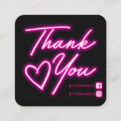 レトロネオンピンクライトカスタマーサンキュースクエアB スクエア名刺 (正面)