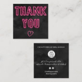 レトロネオンピンク記号ブラックオーダ感謝していーユー スクエア名刺 (正面/裏面)