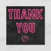 レトロネオンピンク記号ブラックオーダ感謝していーユー スクエア名刺 (正面)