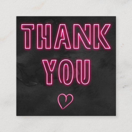 レトロネオンピンク記号ブラックオーダ感謝していーユー スクエア名刺 (正面)