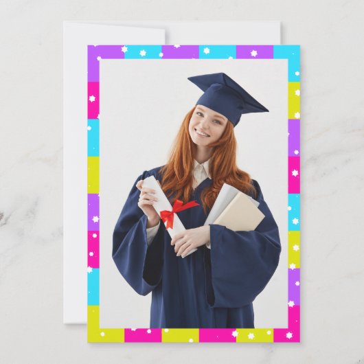 レトロネオンフォト卒業パーティー招待状 招待状 (裏面)