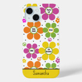 レトロネオンフローラフラワーパワーモノグラムの Case-Mate iPhoneケース (裏面)