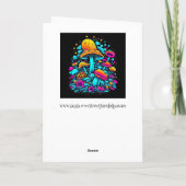 レトロネオンマッシュルームと花誕生日 カード (裏面)