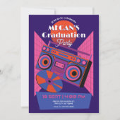 レトロネオンミュージックエレクトロ卒業パーティー 招待状 (正面)