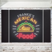 レトロネオンメキシカンフードタコディパーソナライズされたナー ドアマット