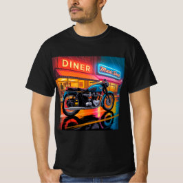 レトロネオンモーターサイクル カフェレーサー メンズ Tシャツ