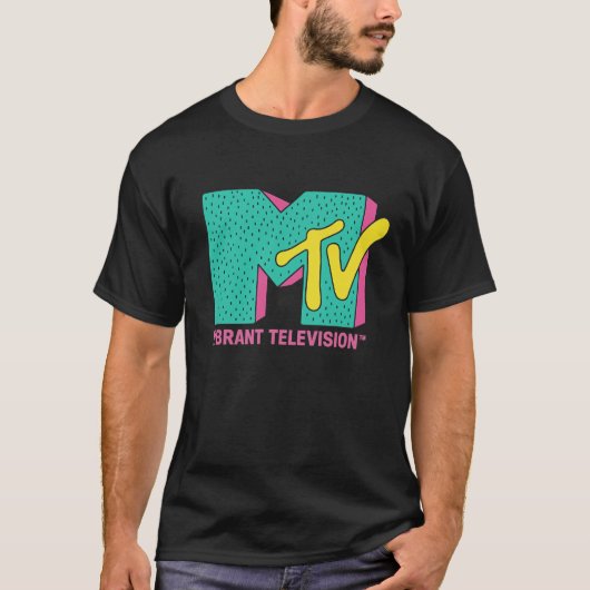 レトロネオンヴァイブロゴ - 80年代風デザインTシャツ Tシャツ (正面)