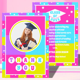 レトロネオン写真卒業 サンキューカード