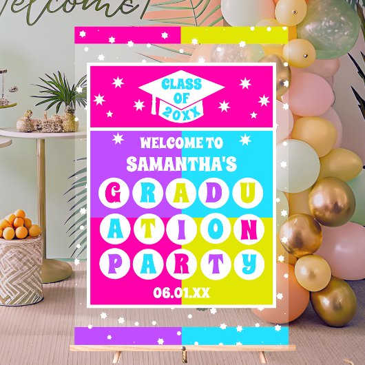 レトロネオン卒業パーティーウェルカム アクリルサイン