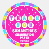 レトロネオン卒業パーティーサンキュー ラウンドシール (正面)