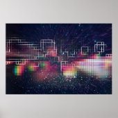 レトロネオン及び幾何学的シームレスパターン ポスター (正面)