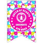 レトロネオン女王のハート誕生日パーティー写真 バンティングフラッグ (第1の旗)