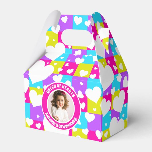 レトロネオン女王のハート誕生日パーティー写真 フェイバーボックス (正面サイド)