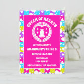 レトロネオン女王のハート誕生日パーティー写真 招待状 (スタンド正面)