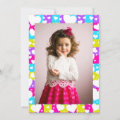 レトロネオン女王のハート誕生日パーティー写真 招待状 (裏面)