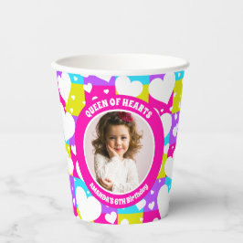 レトロネオン女王のハート誕生日パーティー写真 紙コップ