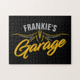 レトロネオン改造ピンストリプスバイクもしくは自転車に乗る人カスタムガレージ ジグソーパズル