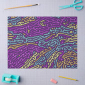 レトロネオン迷路パターン – アーケードエステティック 薄葉紙 (クラフト)