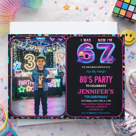 レトロネオン7歳の誕生日フォト「6歳から7歳に!」 招待状