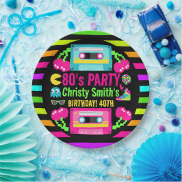レトロネオン80sバースデーパーティー ペーパープレート