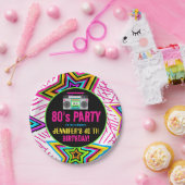レトロネオン80sバースデーパーティー ペーパープレート (パーティー)
