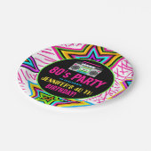 レトロネオン80sバースデーパーティー ペーパープレート (アングル)