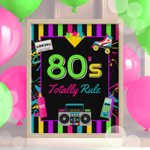 レトロネオン80s完全ルールパーティー標識 ポスター