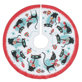 レトロネコのクリスマス ブラッシュドポリエステルツリースカート