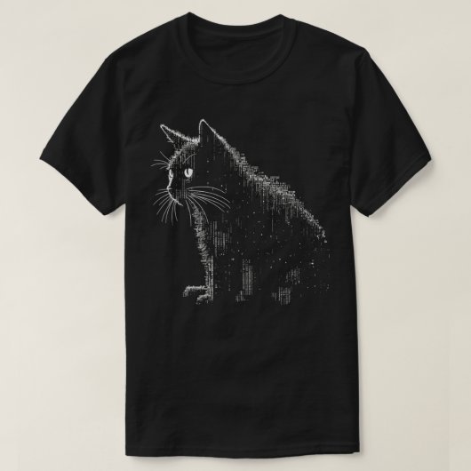レトロネコASCIIコンピュータサイエンスメンズおもしろいB Tシャツ (デザイン正面)