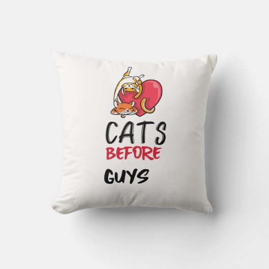 レトロネコBefore Guys おもしろい猫引用文ティー クッション (正面)