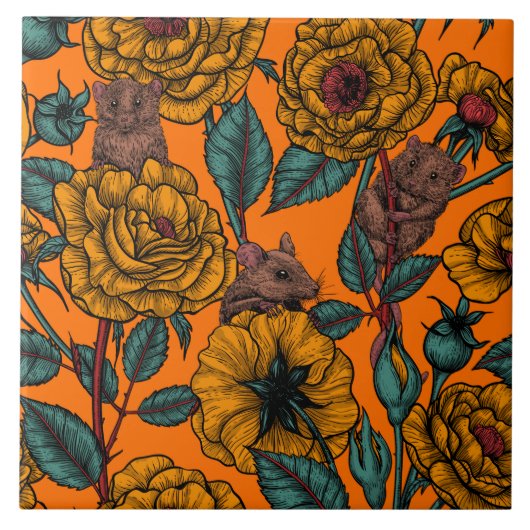 レトロネズミパーティー タイル (正面)