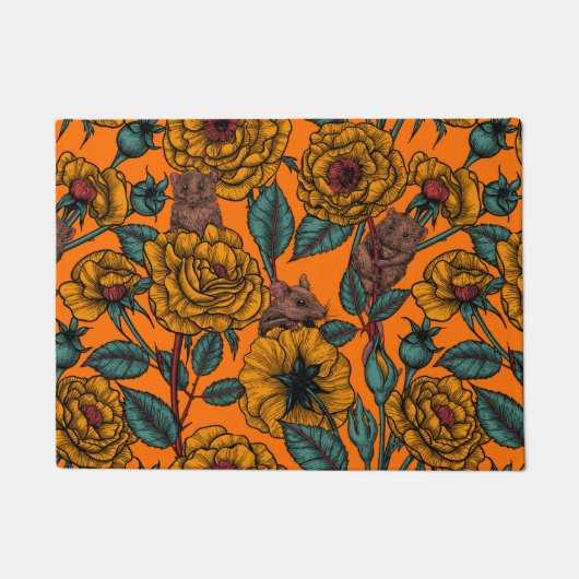 レトロネズミパーティー ドアマット (正面)