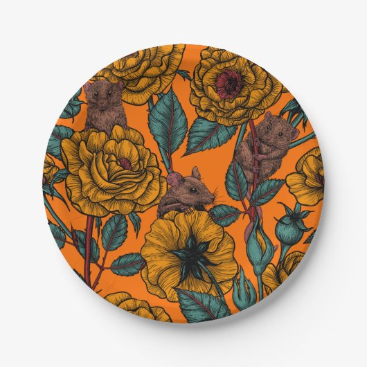 レトロネズミパーティー ペーパープレート (正面)