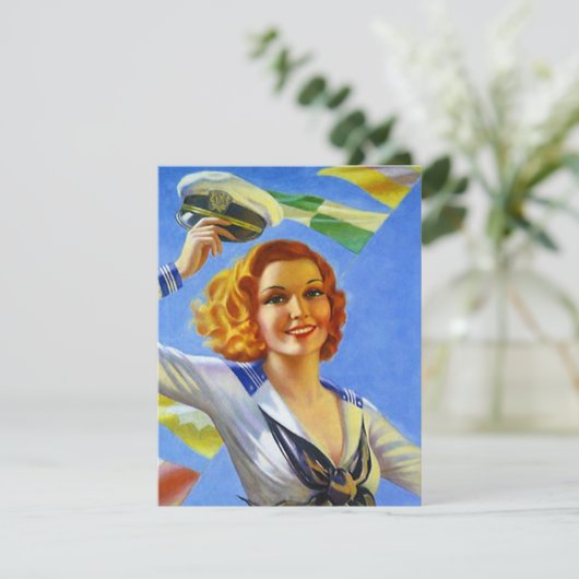 レトロネービー軍隊ホームコミングお祝い招待状 招待状 (スタンド正面)