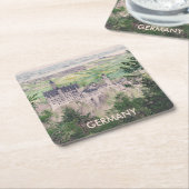 レトロノイシュヴァンシュタイン城ドイツ スクエアペーパーコースター (アングル)