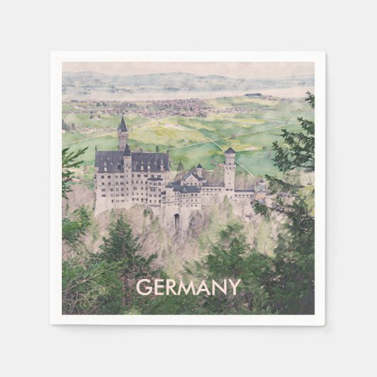 レトロノイシュヴァンシュタイン城ドイツ スタンダードカクテルナプキン (正面)