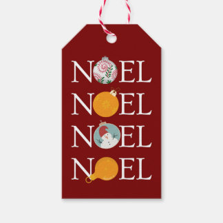 レトロノエルヴィンテージオーナメントレッド金ゴールドクリスマス ギフトタグ