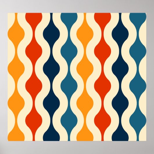 レトロノスタルジック、カラフル、シームレスな背景。 ポスター (正面)