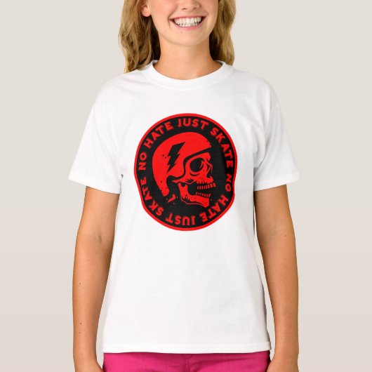 レトロノヘイトジャストスケートスカル Tシャツ (正面)