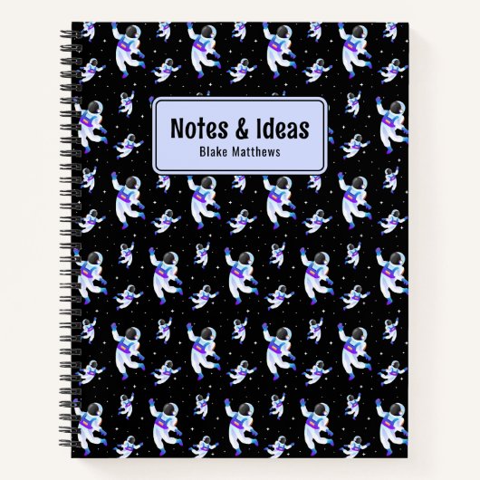 レトロノートに浮いている宇宙カスタム宇宙飛行士 ノートブック (正面)