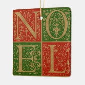 レトロノールレッド&グリーン装飾ホリデイ セラミックオーナメント (左)