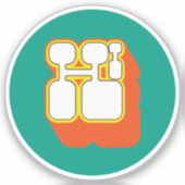 レトロハイオレンジターコイズ シール (正面)