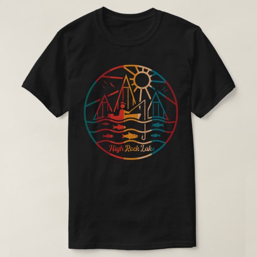 レトロハイロックレイク魚釣りTシャツ Tシャツ (デザイン正面)