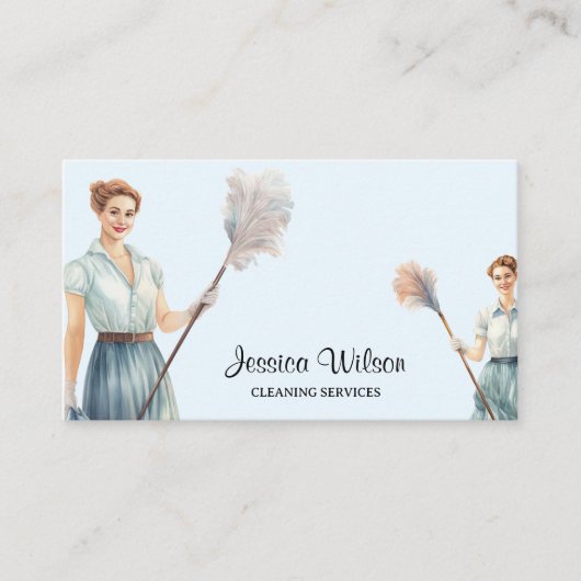 レトロハウスクリーニングサービスハウスキーピング 名刺 (正面)