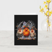 レトロハウスチキンズウィッチハロウィーン不気味秋 カード (黄色い花)