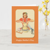 レトロハウスワイフマザーズデイ カード (黄色い花)