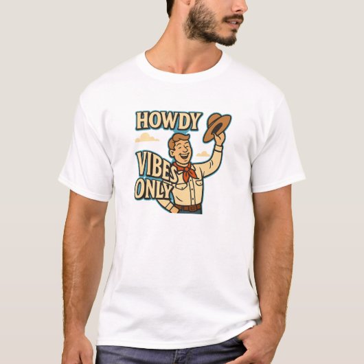 レトロハウディバイブス限定カウボーイ デザイン Tシャツ (正面)
