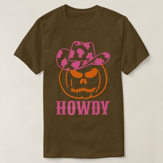 レトロハウディパンプキン秋オータムウエスタンハロウィーン Tシャツ (デザイン正面)